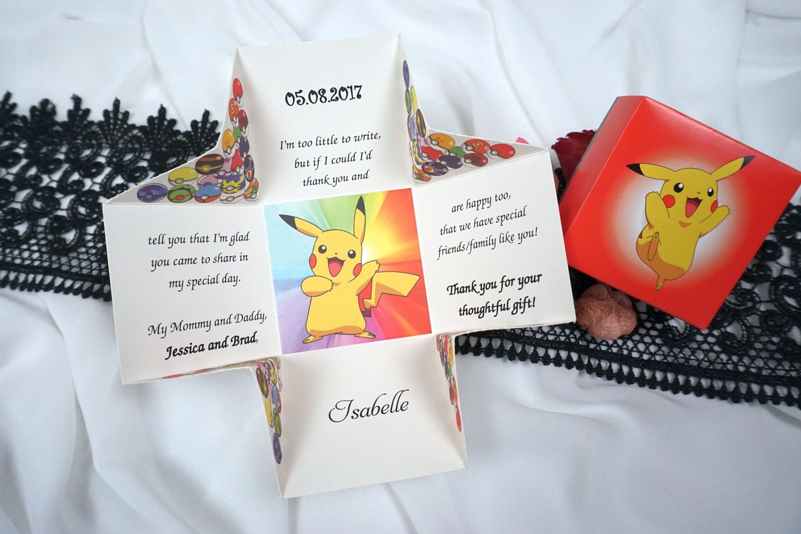 Invitatii botez cu Pokemon sub forma de cutie pentru bomboane Invitatii botez cu Pokemon sub forma de cutie pentru bomboane