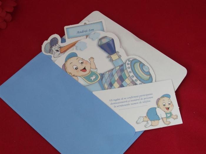 Invitatii botez model trenulet model bleu 12 cm x 16 cm Invitatii botez model trenulet model bleu 12 cm x 16 cm
