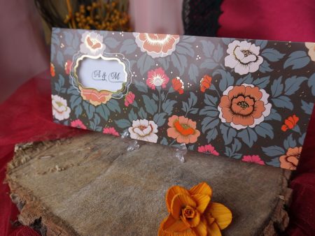 Invitatii nunta plic floral multicolor 10 x 24 cm