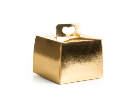 Cutii de Prajituri de 200g elegante din carton auriu 11 x 8.5 x 11 cm