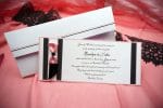 Invitatii nunta accesorizate cu fundita 24.5 x 10.5 cm