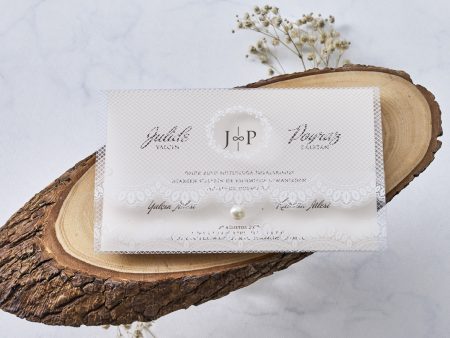 Invitatii nunta cu plic transparent elegant 19.3 x 13 cm