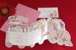 Invitatii botez model trenulet model alb rosu 12 cm x 16 cm