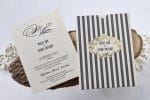 Invitatii nunta clasice cu dungi aurii 14 x 20.3 cm
