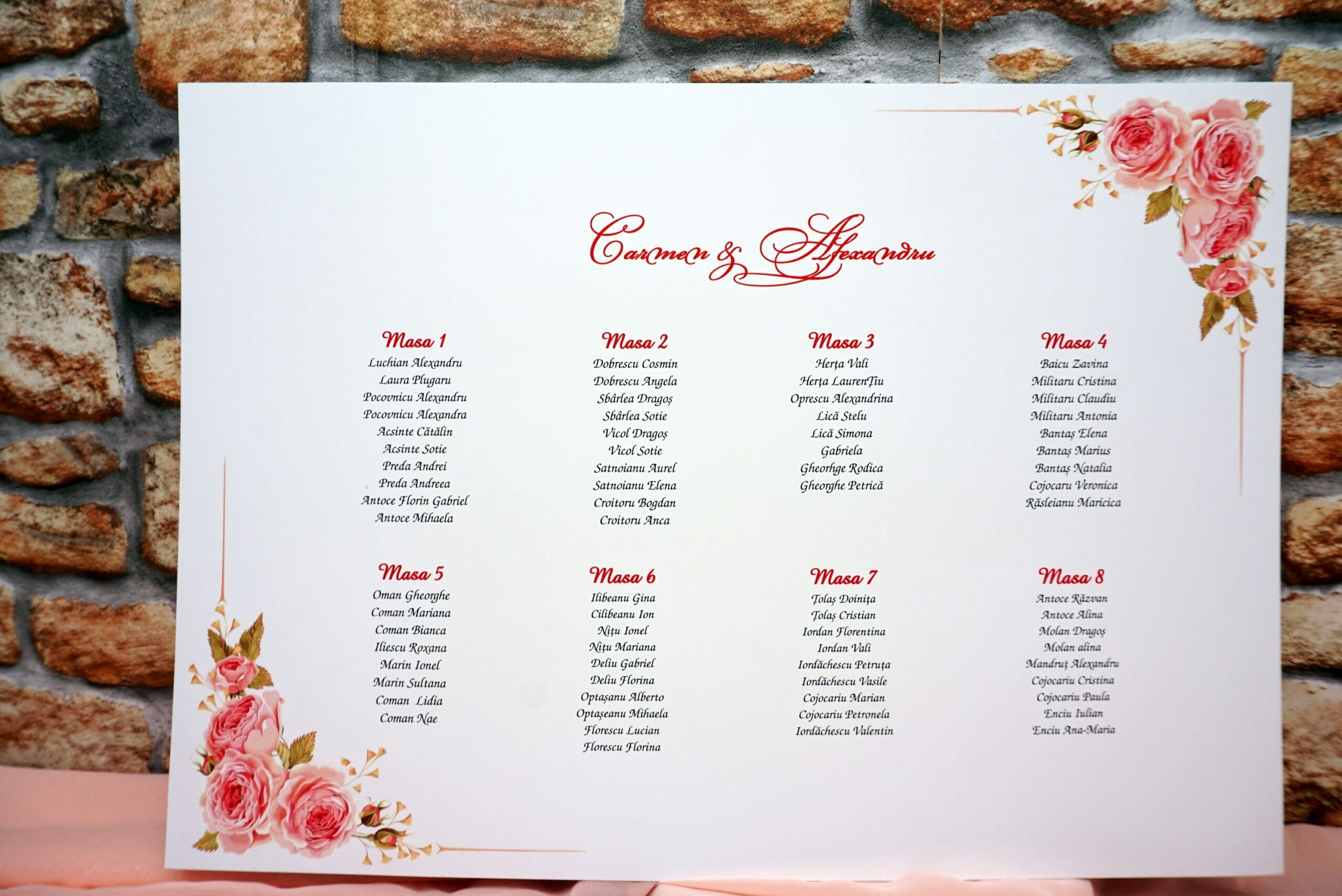 Liste asezare invitati imagine cu bujori 42cm x 29.7cm Liste asezare invitati imagine cu bujori 42cm x 29.7cm