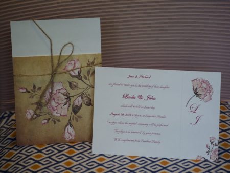 Invitatii nunta mate model floral roz 13 x 19 cm