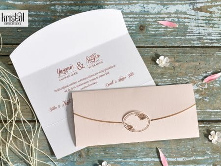 Invitatii nunta carton mat poros insertii aurii 22.3 x 10.5 cm