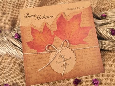 Invitatii nunta model frunze de artar 16.5 x 16.5 cm