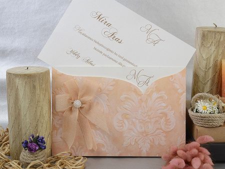 Invitatii nunta carton mat relif fundita 21.5 x 14.5 cm