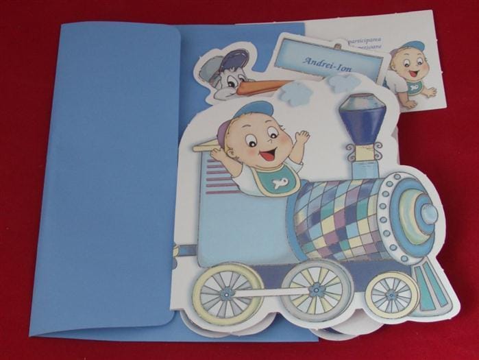 2d4c67de Invitatii botez model trenulet model bleu 12 cm x 16 cm