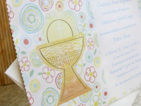 Invitatii botez model floral 16.5 cm x 10.5 cm