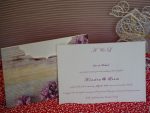 Invitatii nunta model vintege flori roz 14 x 19 cm