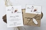 Invitatii nunta vintage snur de sfoara 14 x 20 cm