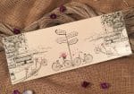 Invitatii nunta desen cu biciclete si cladiri 26.4 x 10 cm 1 Invitatii nunta desen cu biciclete si cladiri 26.4 x 10 cm
