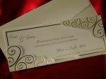 Invitatii nunta cu inserţii aurii florale 10.5 x 26 cm 1 Invitatii nunta cu inserţii aurii florale 10.5 x 26 cm