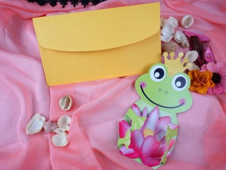 Invitatii botez in forma de broscut 10.2 x 31.3 cm