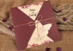 Invitatii nunta crem bordo elegante 16 x 16 cm