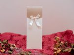 Invitatii nunta crem aurie cu fundita satinata  25 x 9 cm