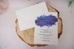 Invitatii nunta cu text auriu pe fond albastru 14 x 20 cm