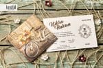 Invitatii nunta crem cu decupaj si plicul tip buzunar 20 x 14 cm