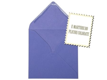 Plicuri albastru iris invitatii botez baiat 130 x 130 mm set 20 buc