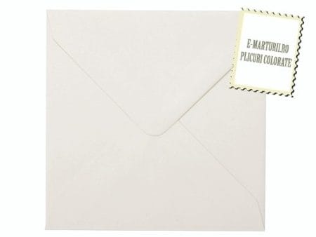Plicuri albe invitatii nunta 130 x 130 mm set 20 buc