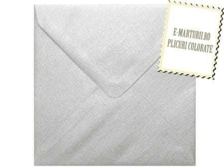 Plicuri argintiu patrate invitatii felicitare 155 x 155 mm set 20 buc