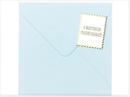 Plicuri bleu invitatii botez baiat 130 x 130 mm set 20 buc