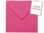 Plicuri fucsia patrate invitatii botez fetite 130 x 130 mm set 20 buc