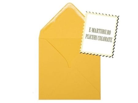 Plicuri galbene patrate invitatie felicitare 130 x 130 mm set 20 buc