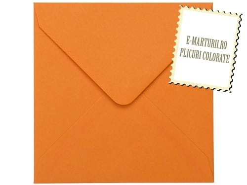 Plicuri portocalii patrate invitatii felicitare 155 x 155 mm set 20 buc Plicuri portocalii patrate invitatii felicitare 155 x 155 mm set 20 buc