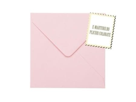 Plicuri roz pal patrate invitatii felicitare 155 x 155 mm set 20 buc