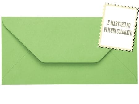 Plicuri verde crud invitatii felicitare DL 110 x 220 mm set 20 buc