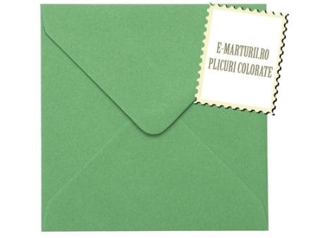 Plicuri verzi patrate invitatii felicitare 155 x 155 mm set 20 buc