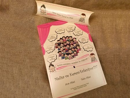 Invitatii nunta carton lucios cu striatii rulate intr-o cutiuta 19.7 x 29.3 cm