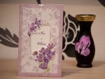 Invitatii nunta plic vintage cu model floral si decupaj 19.5 x 12 cm
