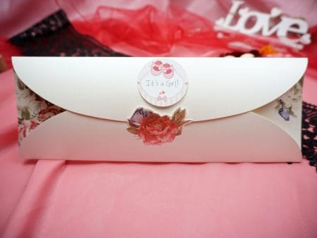 Invitatii nunta botez albe cu flori 9.5 x 27 cm