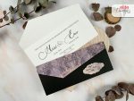 Invitatii nunta plic negru model albastru 21.6 x 9.1 cm