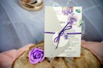 Invitatii nunta model floral personalizat panglica mov 16 x 19.7 cm 1 Invitatii nunta model floral personalizat panglica mov 16 x 19.7 cm