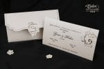 Invitatii nunta carton sidefat cu model in relief 13.5 x 25 cm
