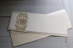 Invitatii nunta crem aurii cu pietricica 9 x 26.5 cm