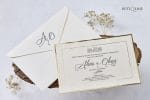 Invitatii nunta albe cu chenar auriu 21.5 x 14.5 cm