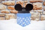 Invitatii botez bleu model cu buline albe 7.3 cm x 7.3 cm