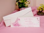 Invitatii nunta carton perlat floral cu imprimare text si plic 9 x 27 cm 1 Invitatii nunta carton perlat floral cu imprimare text si plic 9 x 27 cm
