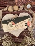 Invitatii nunta floral rosu snurulet si cardulet 21.5 x 14 cm