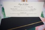 Invitatii nunta cu plic negru auriu 26.5 x 10.5 cm