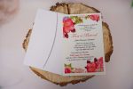 Invitatii de nunta lucioase flori rosii cu plic inclus 13.5 x 20 cm
