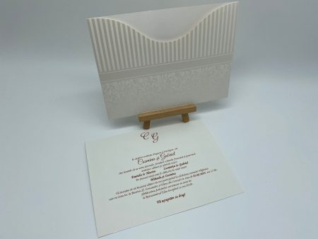 Invitatii nunta crem model argintiu 14 x 18.8 cm