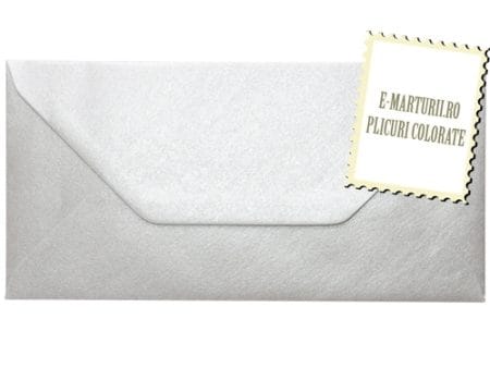 Plicuri argintiu invitatii nunta felicitare DL 110 x 220 mm set 20 buc