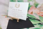 Invitatii nunta eleganta cu plic negru si detalii aurii